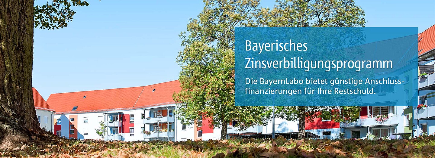 Eigenheimförderung mit dem bayerischen Zinsverbilligungsprogramm | BayernLabo Wohnungsgebäude, dass mit dem bayerischen Zinsverbilligungsprogramm der BayernLabo gefördert wurde.