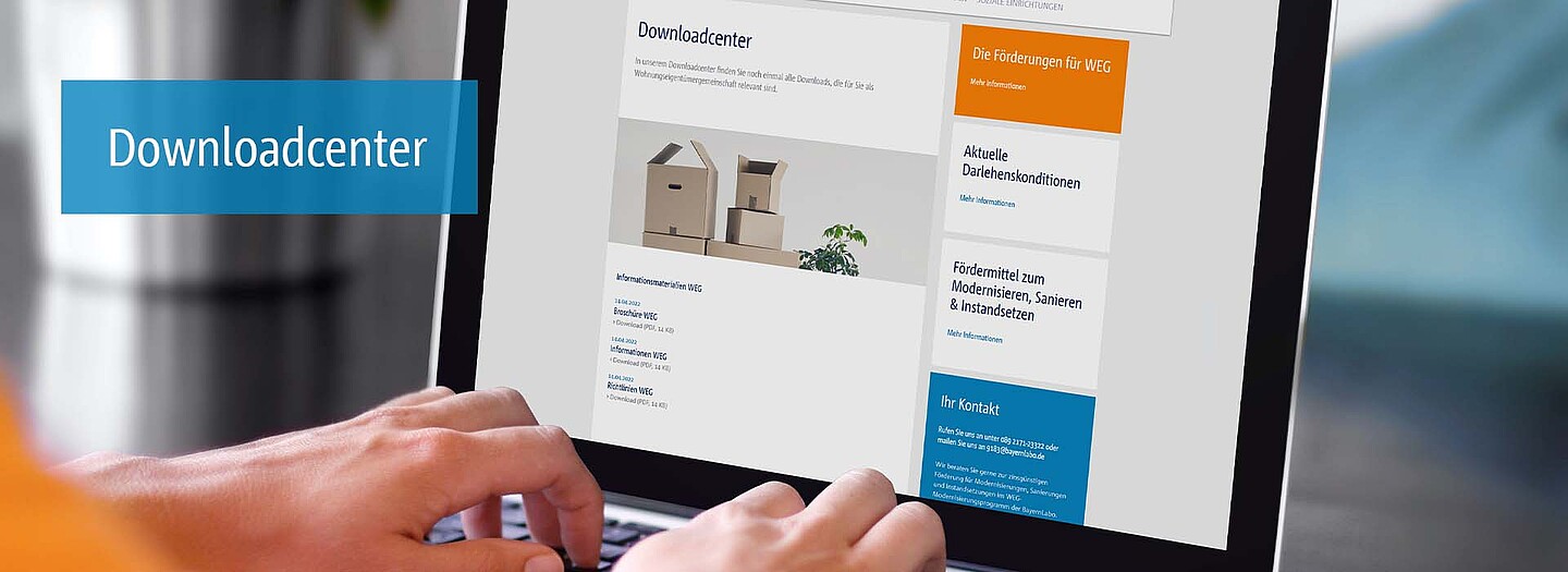 Downloadcenter für alle Informationen der BayernLabo Laptop mit Downloadcenter der BayernLabo zu Förderprogrammen und Informationen.