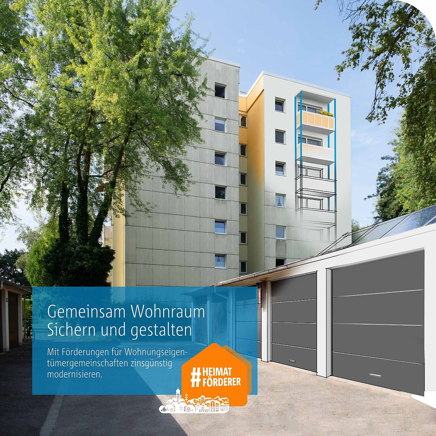 Modernisiertes Wohnungshaus durch staatliches Modernisierungs-Förderprogramm der BayernLabo: Energetische und nichtenergetische Sanierungen für Wohnungseigentümergemeinschaften