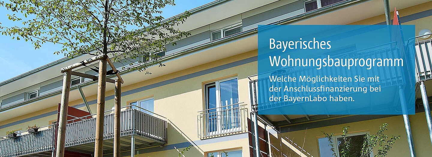 Wohnungsgebäude, dass mit dem bayerischen Wohnungsbauprogramm der BayernLabo gefördert wurde.